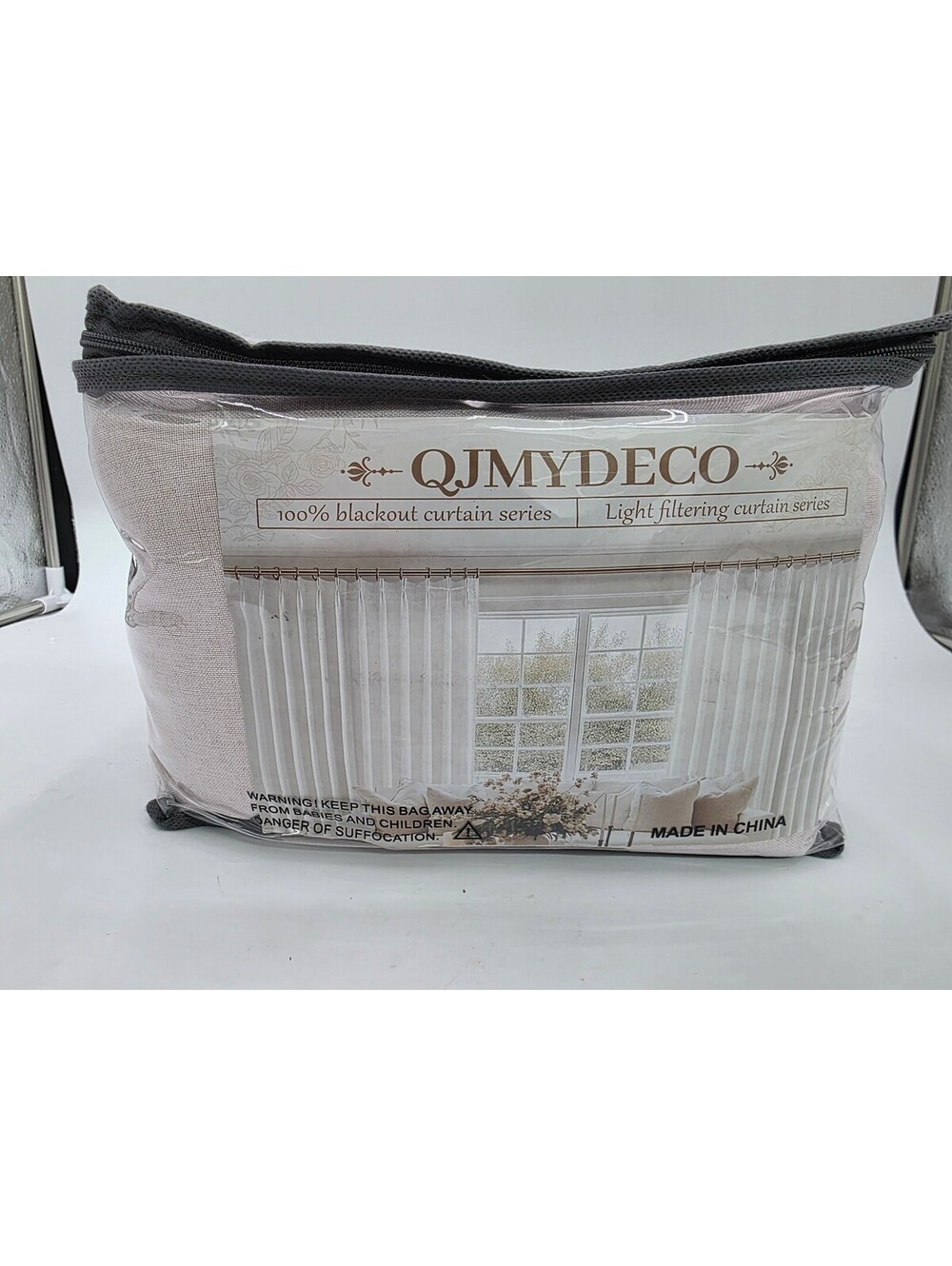 QJMYDECO 100% Blackout Light Filtering Curtain Panel Set, White